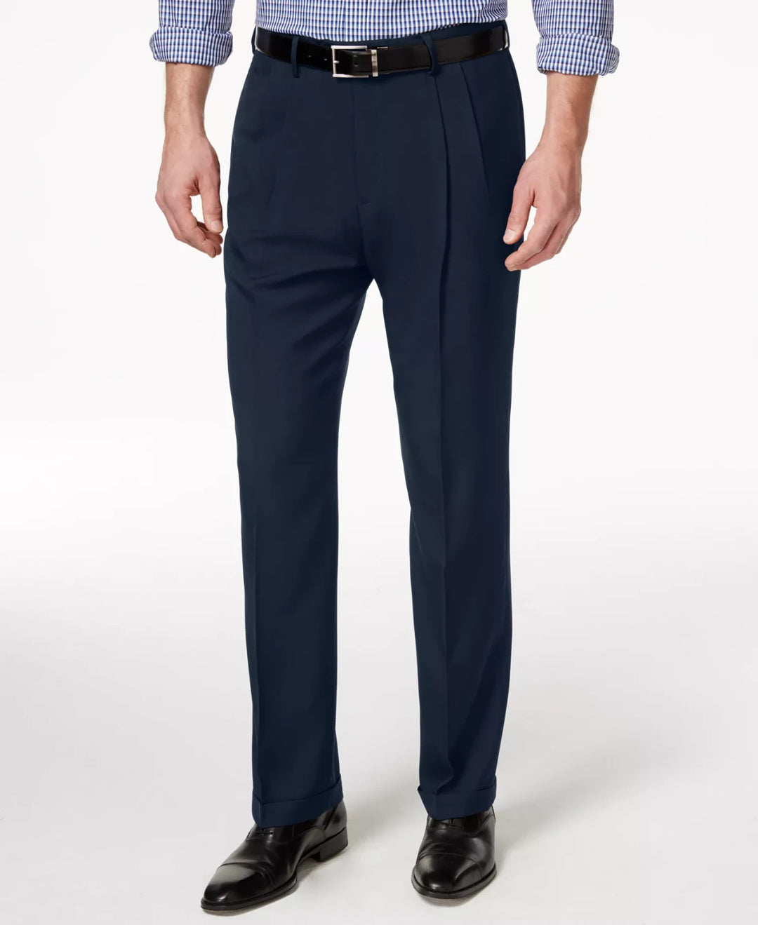 Haggar Men's ECLO Stria Classic Fit Pleated Hidden Expandable Pants MSRP $70