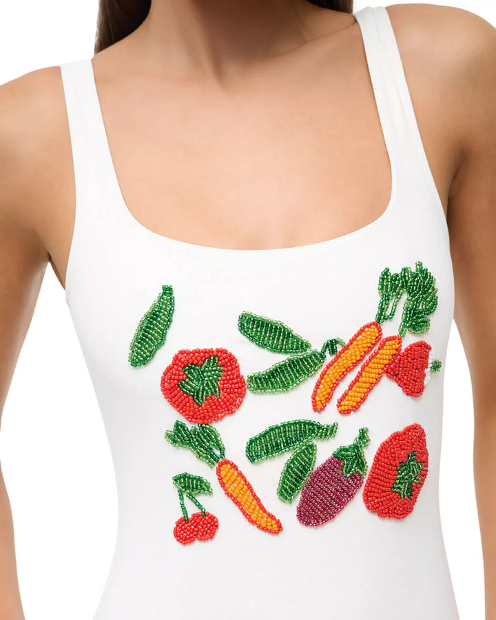 STAUD Lea Beaded One Piece Swimsuit MSRP $275