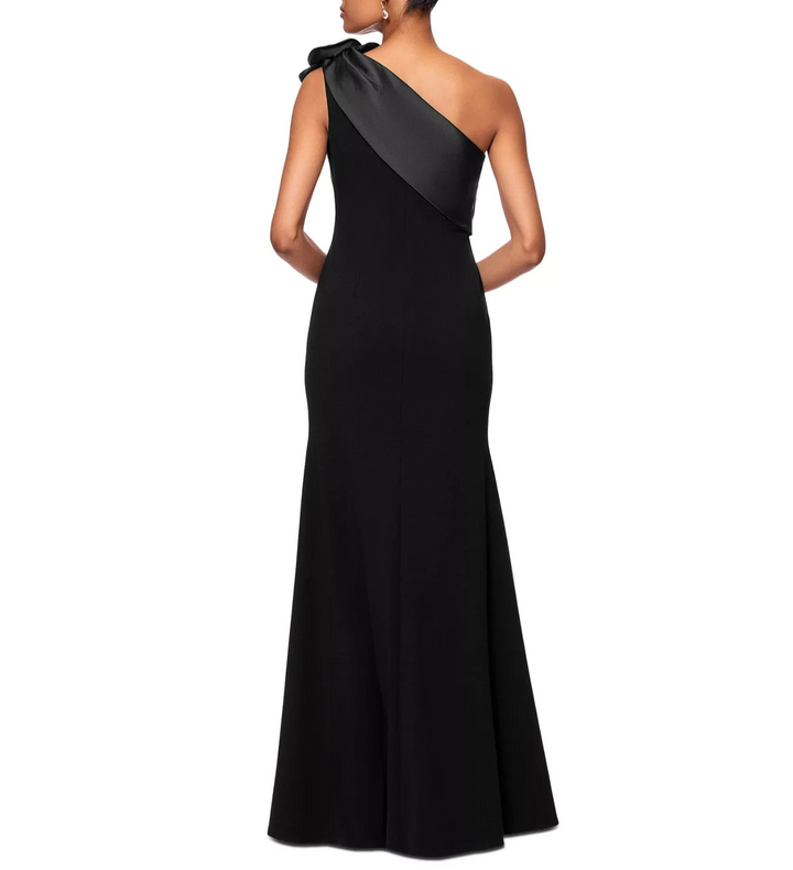 Betsy & Adam One-Shoulder Rosette-Trim Gown MSRP $269