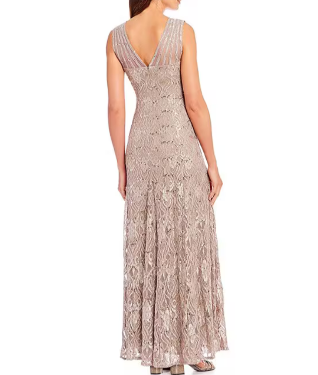 R & M Richards Petite Sequin Lace Gown MSRP $159