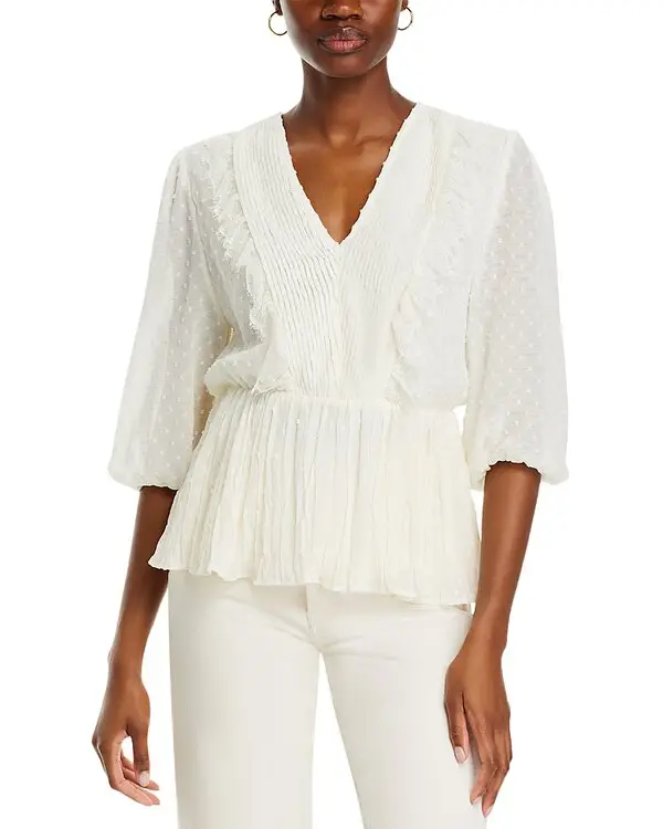 Koko + Mason Clip Dot Lace Trim Top MSRP $88