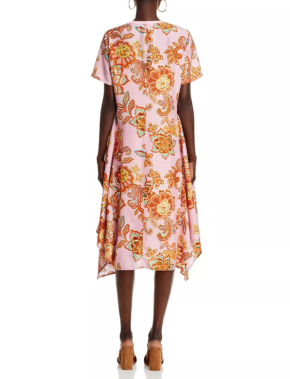 Johnny Was Handkerchief Hem Silk Dress MSRP $375