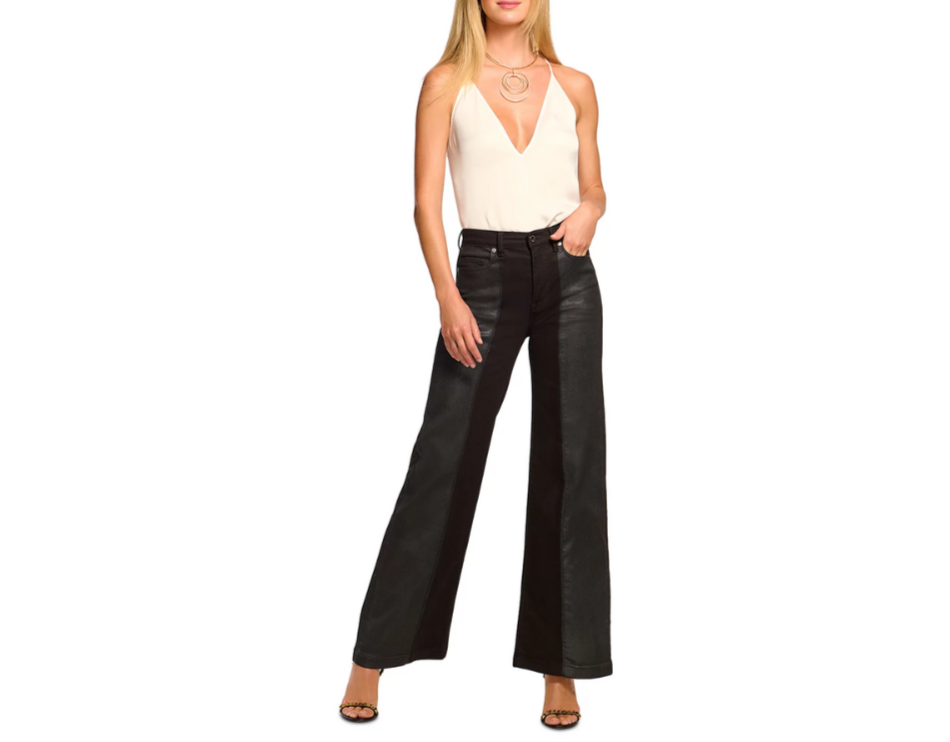 Ramy Brook Coated Vinnie Wide Leg Jeans MSRP $345