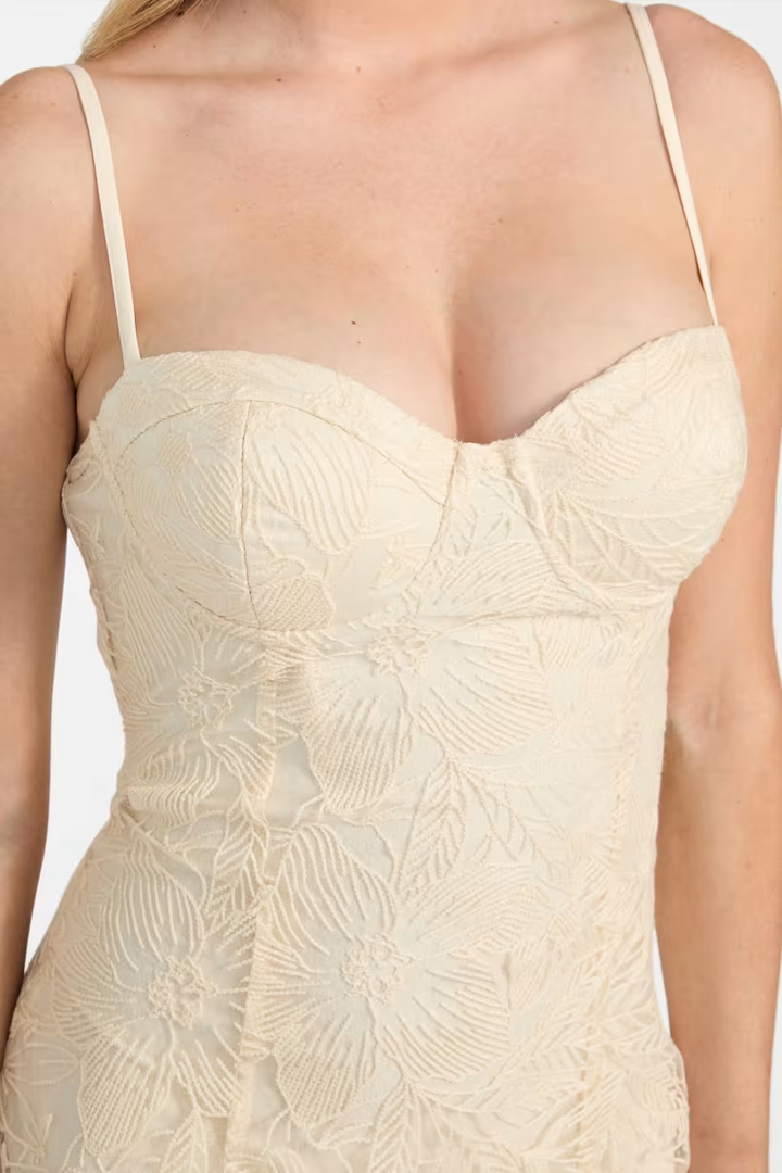 GUESS Women's Serene Floral-Lace Corset-Laced Dress MSRP $188