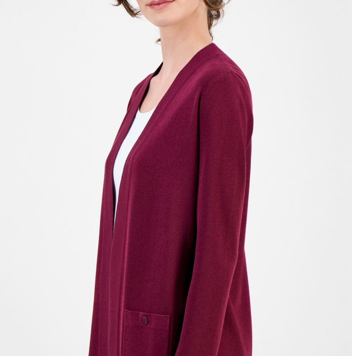 Anne Klein Women's Malibu Fine Rib Open-Front Cardigan MSRP $89