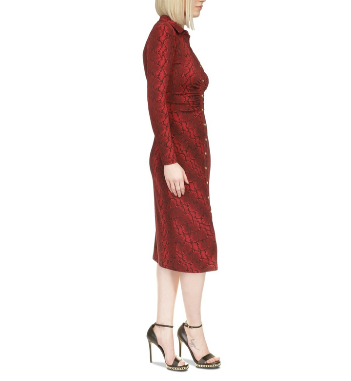 MICHAEL Michael Kors Collared Button-Up Long Sleeve Midi Dress MSRP $155