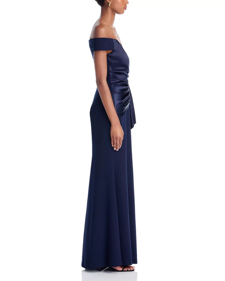 Eliza J Off-the-Shoulder Ruched Gown MSRP $188