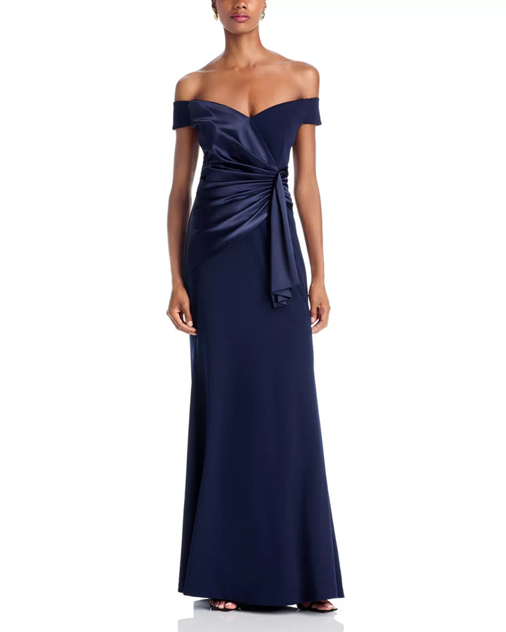 Eliza J Off-the-Shoulder Ruched Gown MSRP $188