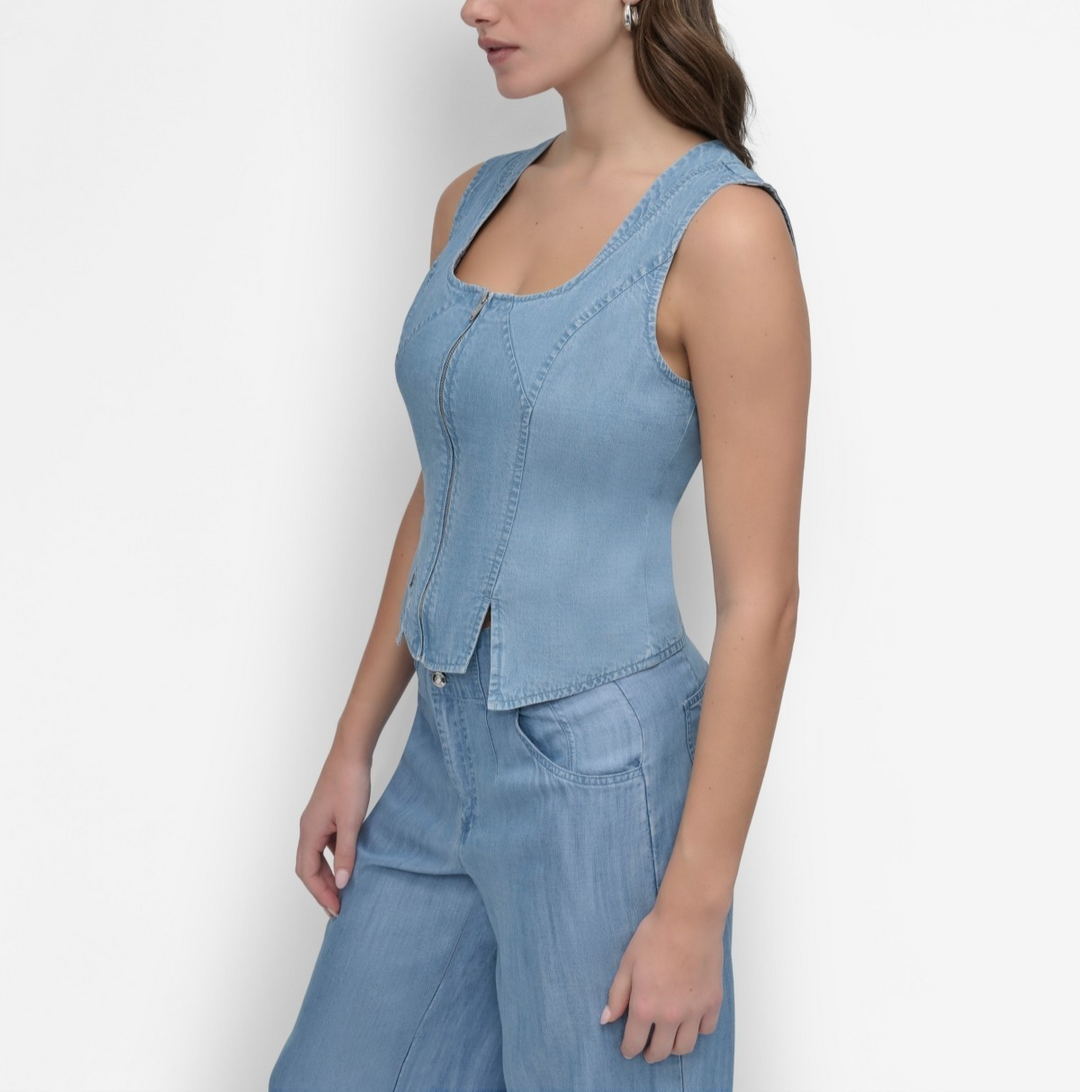 DKNY Women's Zip-Front Corset Top MSRP $89