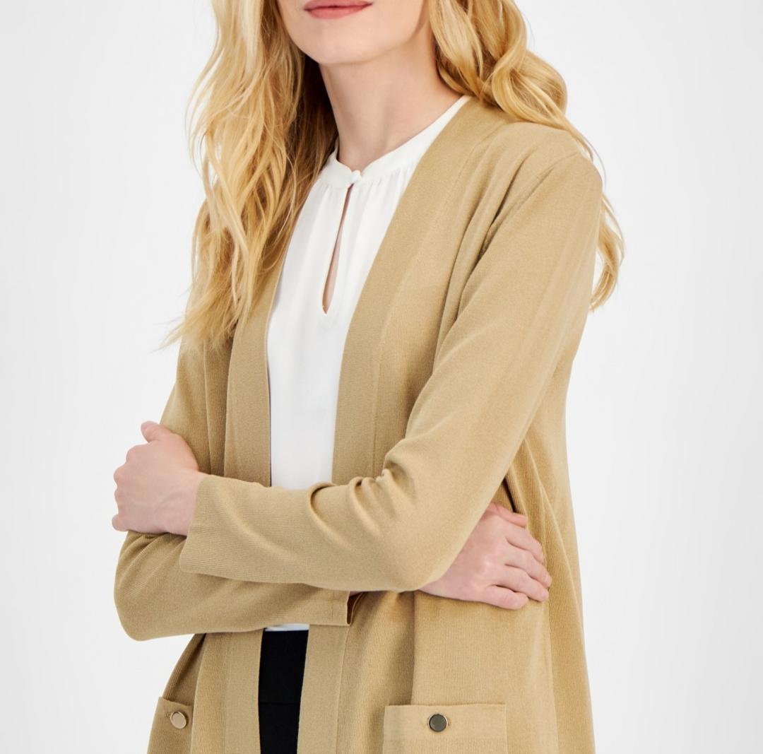 Anne Klein Women's Malibu Fine Rib Open-Front Cardigan MSRP $89