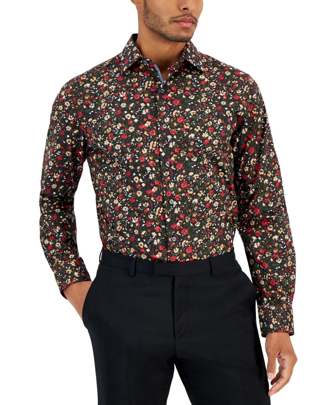 Bar III Slim-Fit Floral Dress Shirt MSRP $70