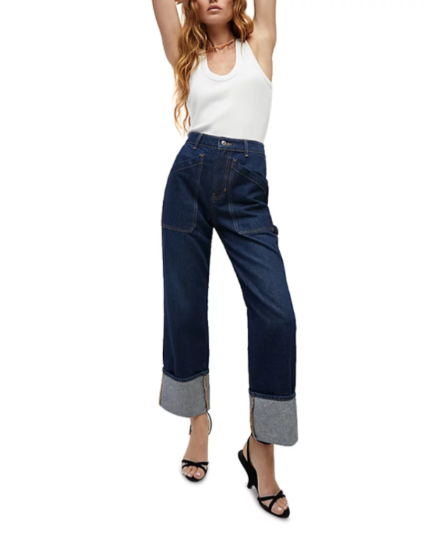 Veronica Beard Dylan High Rise Cuffed Ankle Straight Jeans MSRP $328