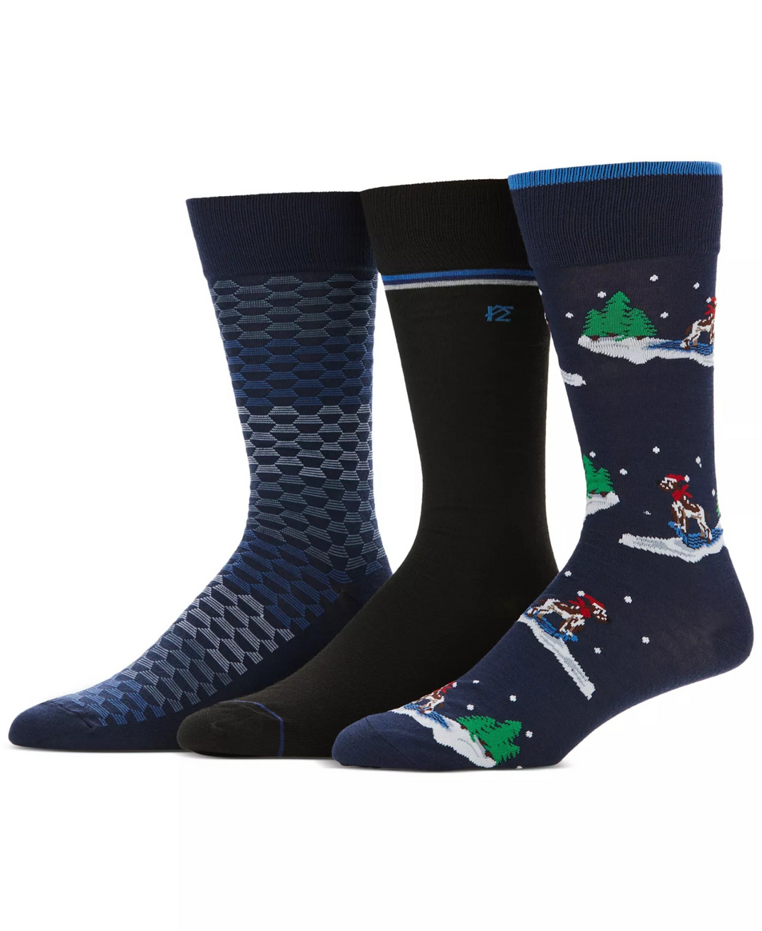 Perry Ellis Portfolio Men's 3pk. Festive Graphic Socks MSRP $20