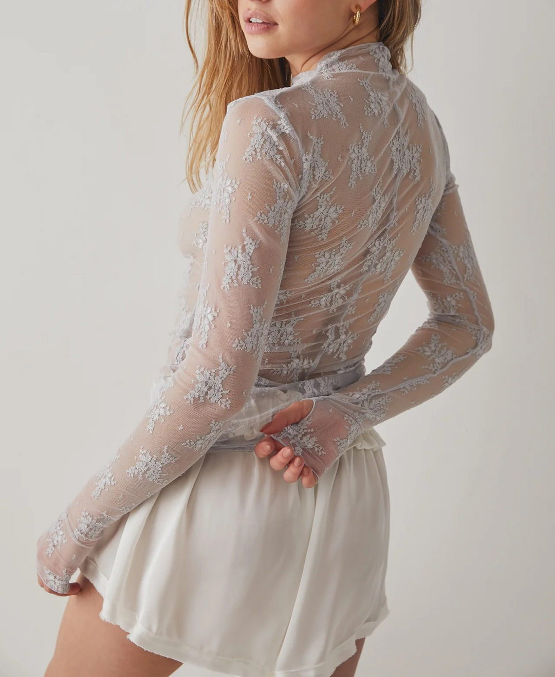Free People Lady Lux Floral Mesh Layering Top MSRP $40