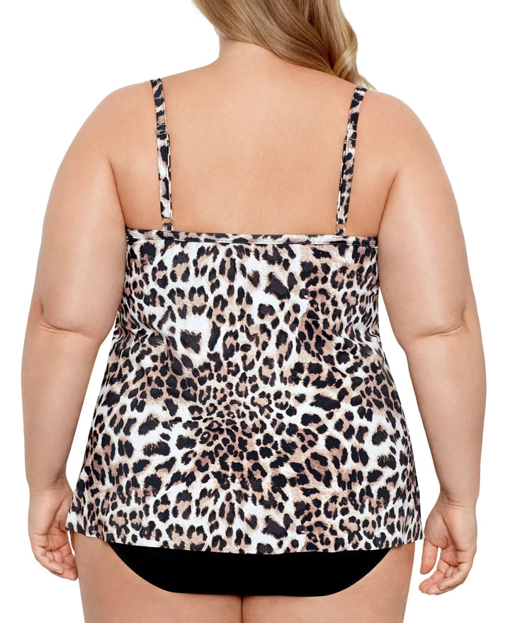 Swim Solutions Plus Size Knotted Flyaway Fauxkini One-Piece Swimsuit MSRP $122