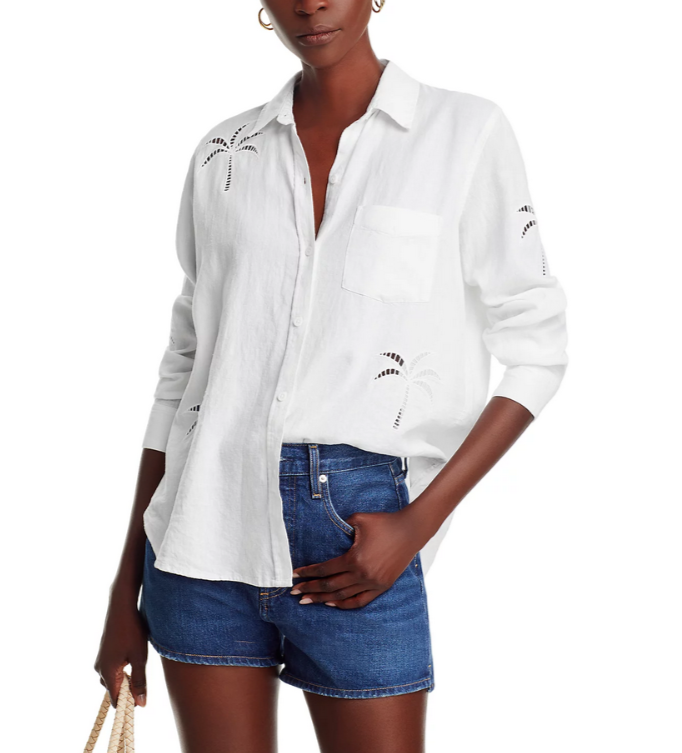 Rails Charli Palm Eyelet Button Front Shirt MSRP $178