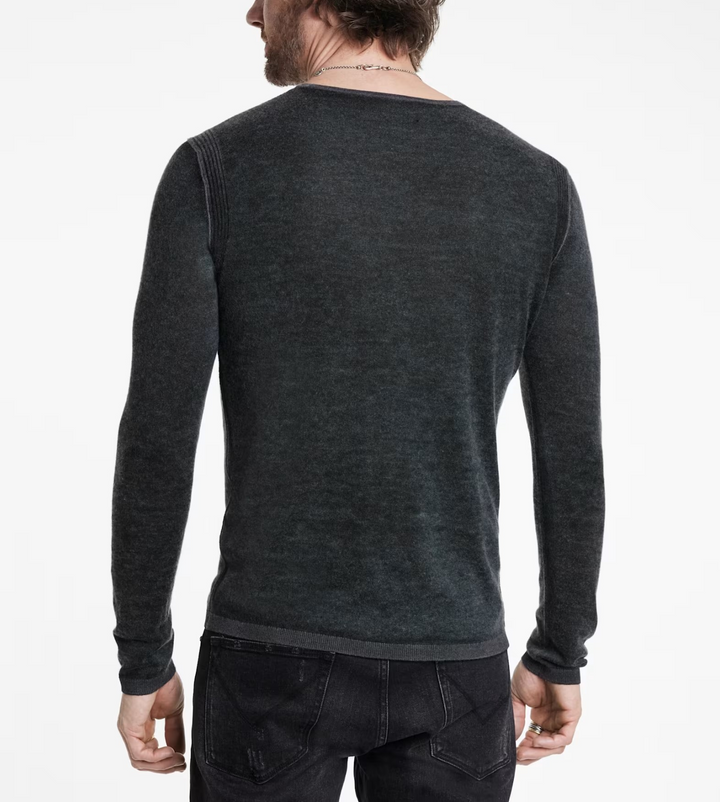 John Varvatos Christie Reversible Regular Fit Long Sleeve Silk Henley MSRP $448