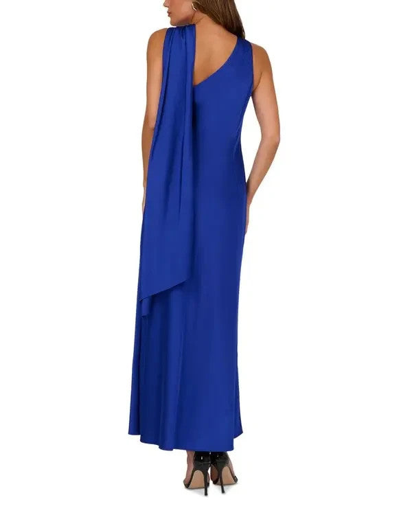 Adrianna By Adrianna Papell Asymmetrical Satin Dress MSRP $295