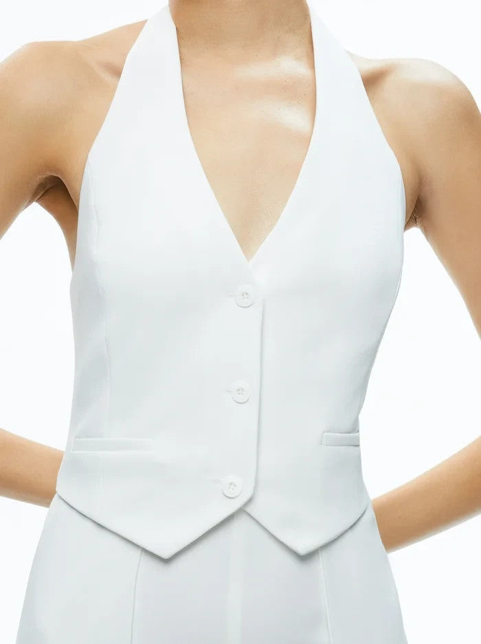 Alice and Olivia Robin Wide Leg Halter Jumpsuit MSRP $550