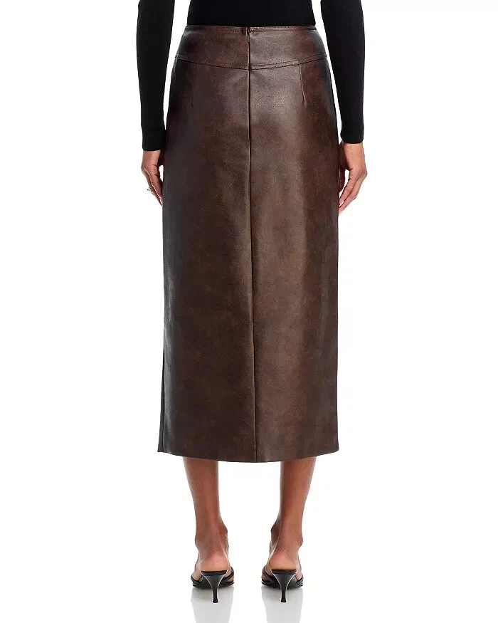 Bardot Dante Faux Leather Midi Skirt MSRP $99