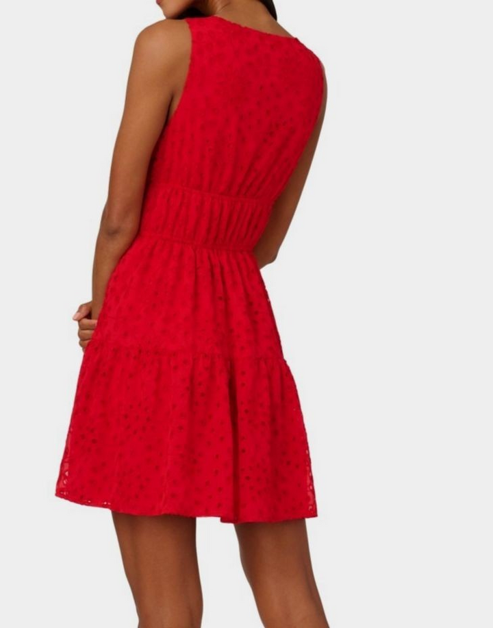 Adrianna by Adrianna Papell V-Neck Sleeveless Eyelet Dress MSRP $139