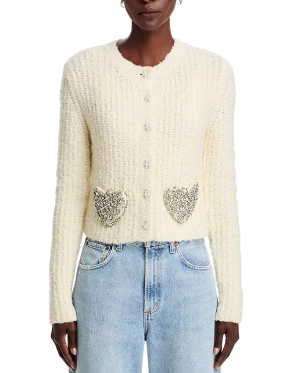LoveShackFancy Leocadia Embellished Button Front Cardigan MSRP $445