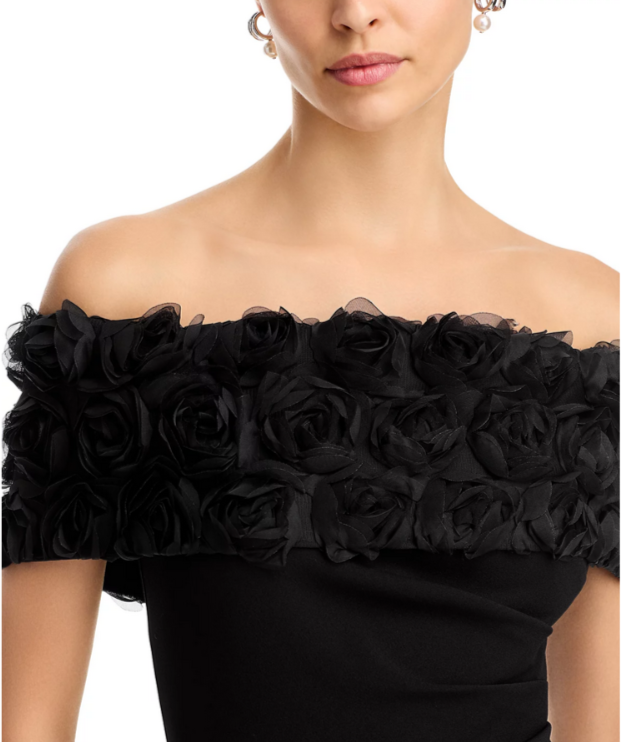 Eliza J Off-the-Shoulder Side Tuck Gown MSRP $208