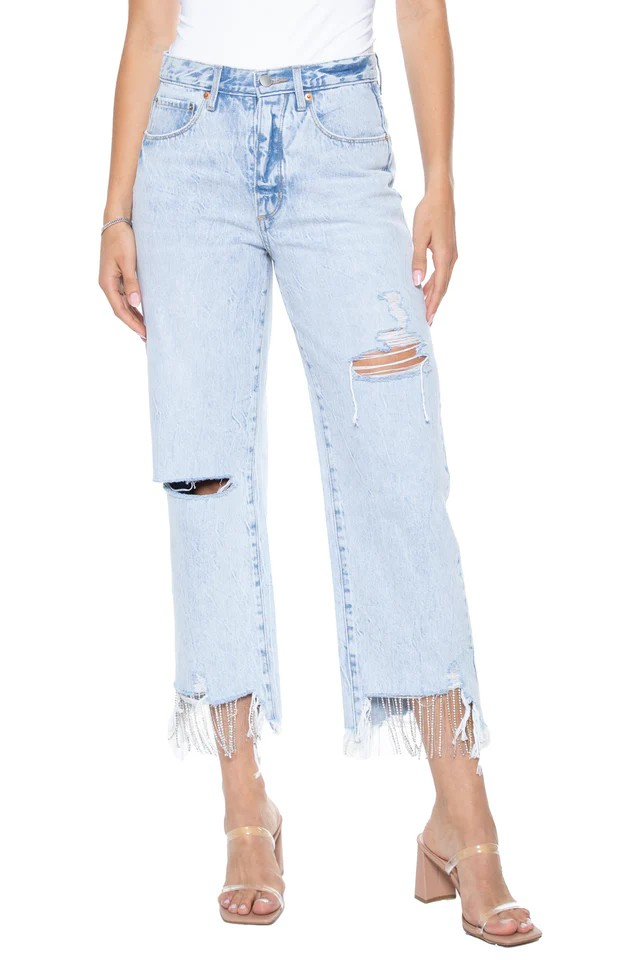 Blue Revival Nash Vegas 90 High Rise Cropped Wide Leg Jeans MSRP $189