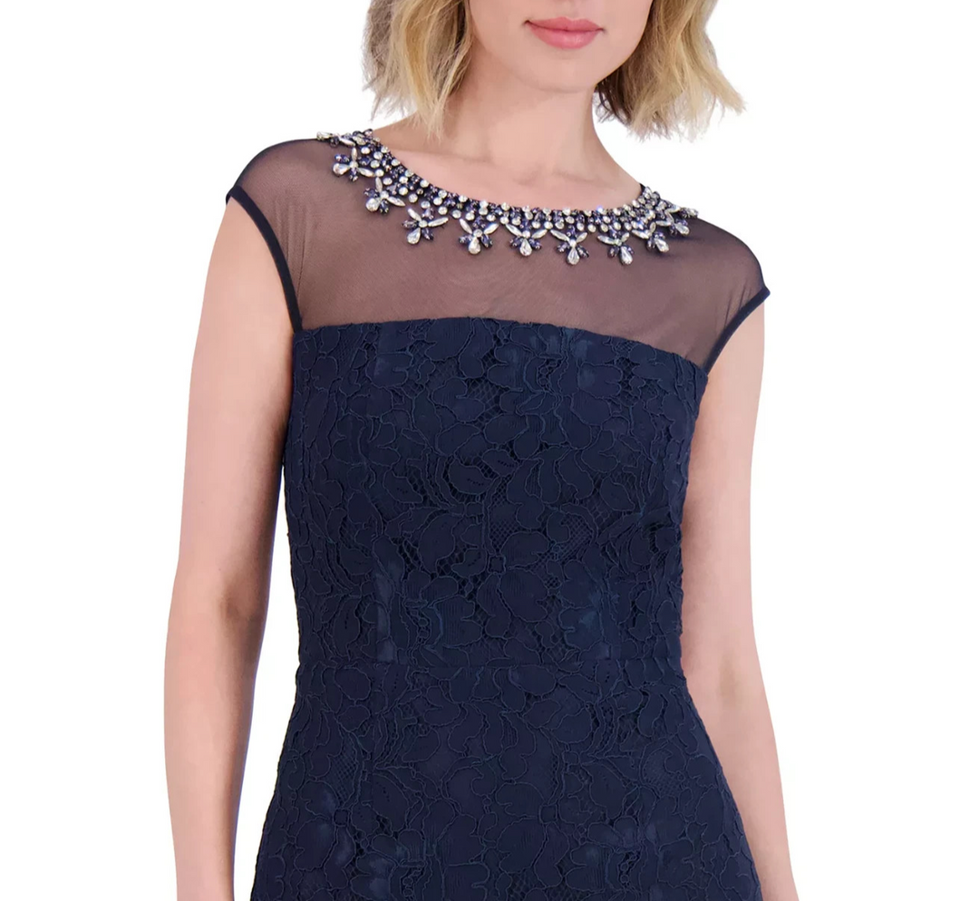 Eliza J Women's Embellished-Jewel-Neck Sheath Dress MSRP $228