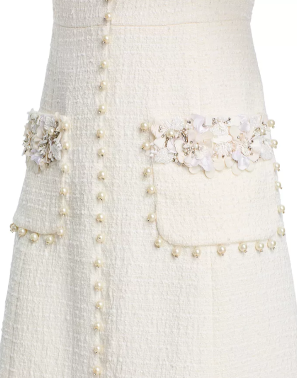 Teri Jon by Rickie FreemanBouclé Embellished Dress MSRP $750