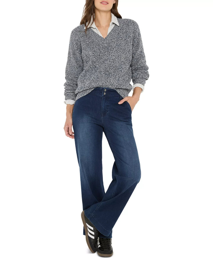 NIC+ZOE V-Neck Shaker Stitch Sweater MSRP $158