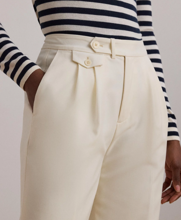 Lauren Ralph Lauren Pleated Wool Twill Straight Pants MSRP $245