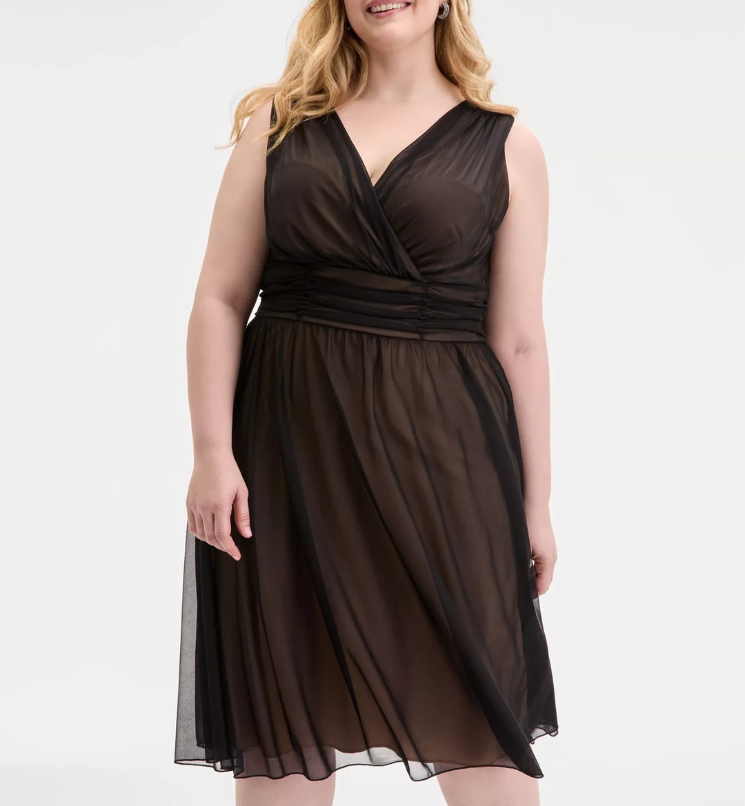 Connected Plus Size Sleeveless Chiffon Midi Dress MSRP $99