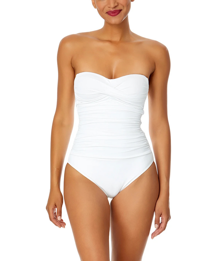 Anne Cole Twist Front Shirred One Piece Swimsuit MSRP $88