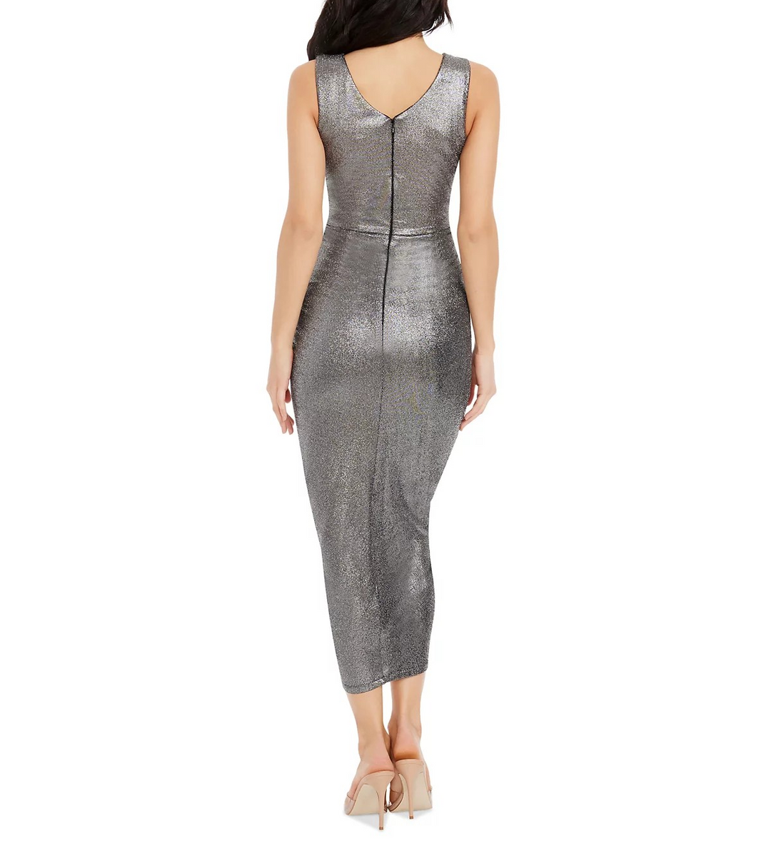 Dress the Population Women's Britt Metallic Ruched Bodycon Dress MSRP $258