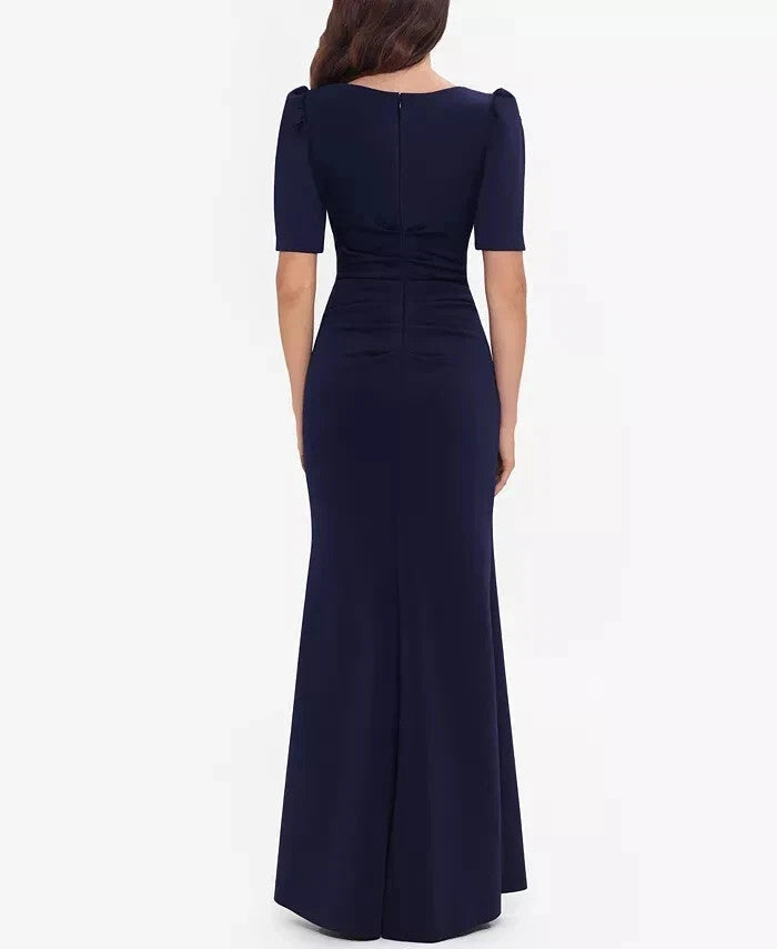 Xscape Ruched Scuba Crepe Ruffle Gown MSRP $209