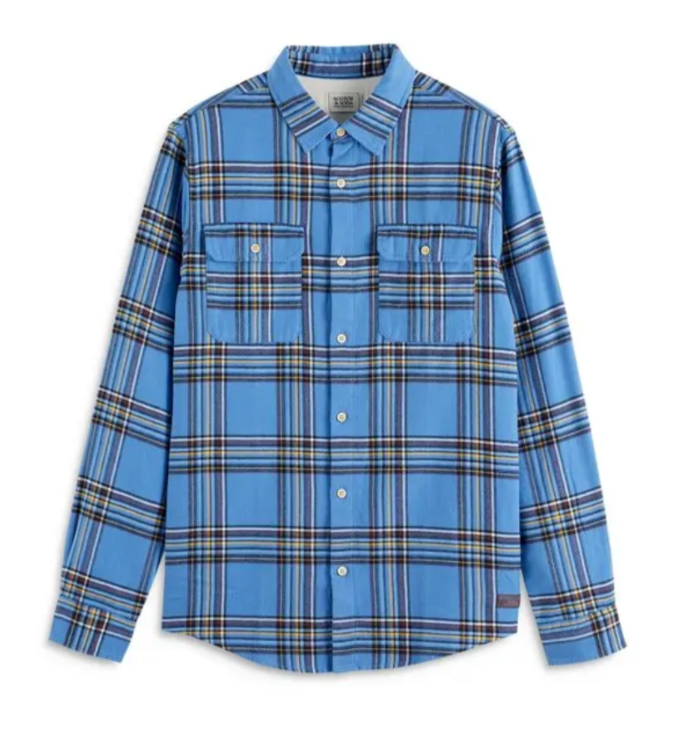 Scotch & Soda Regular Fit Plaid Flannel Shirt MSRP $158
