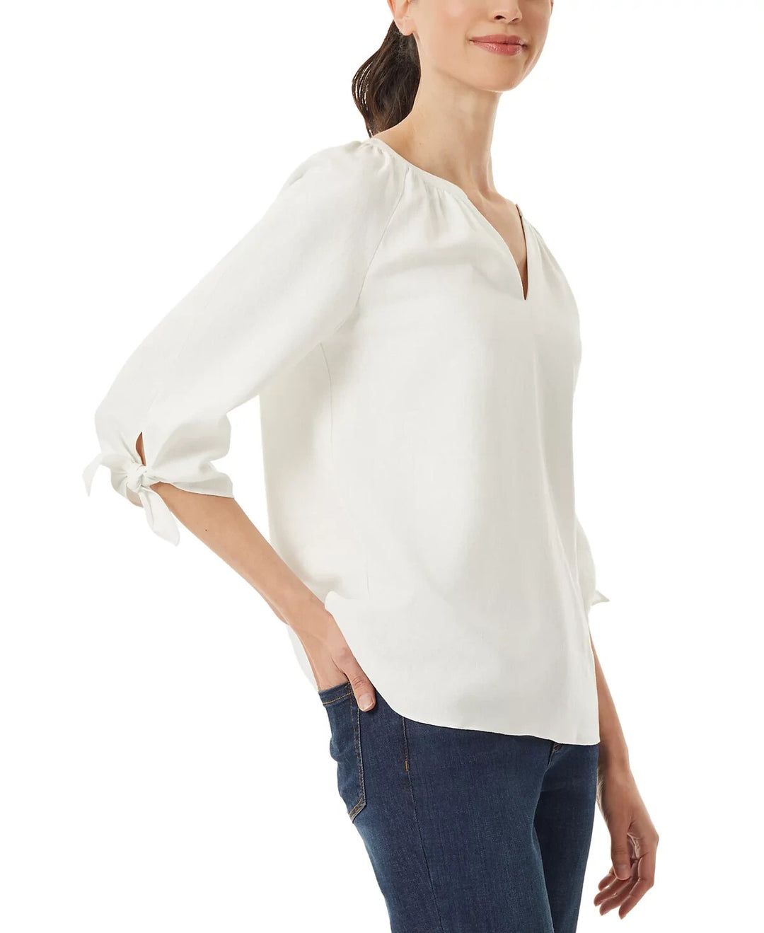 Jones New York 3/4-Sleeve Split-Neck Top MSRP $69