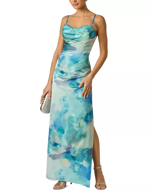 Adrianna By Adrianna Papell Sateen Column Dress MSRP $299