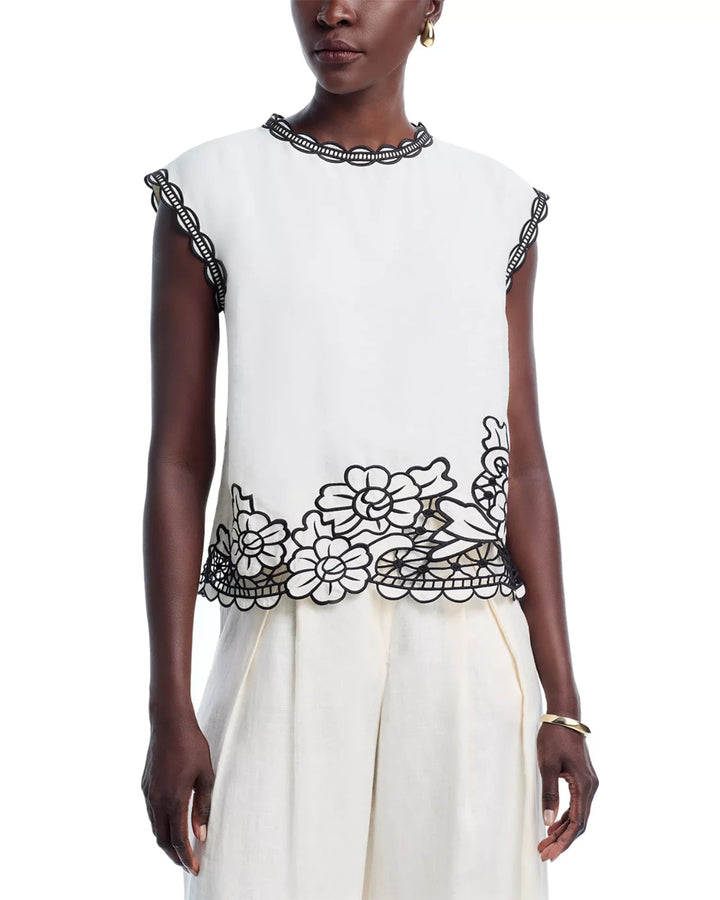 Elie Tahari The Poppy Embroidered Top MSRP $295.00