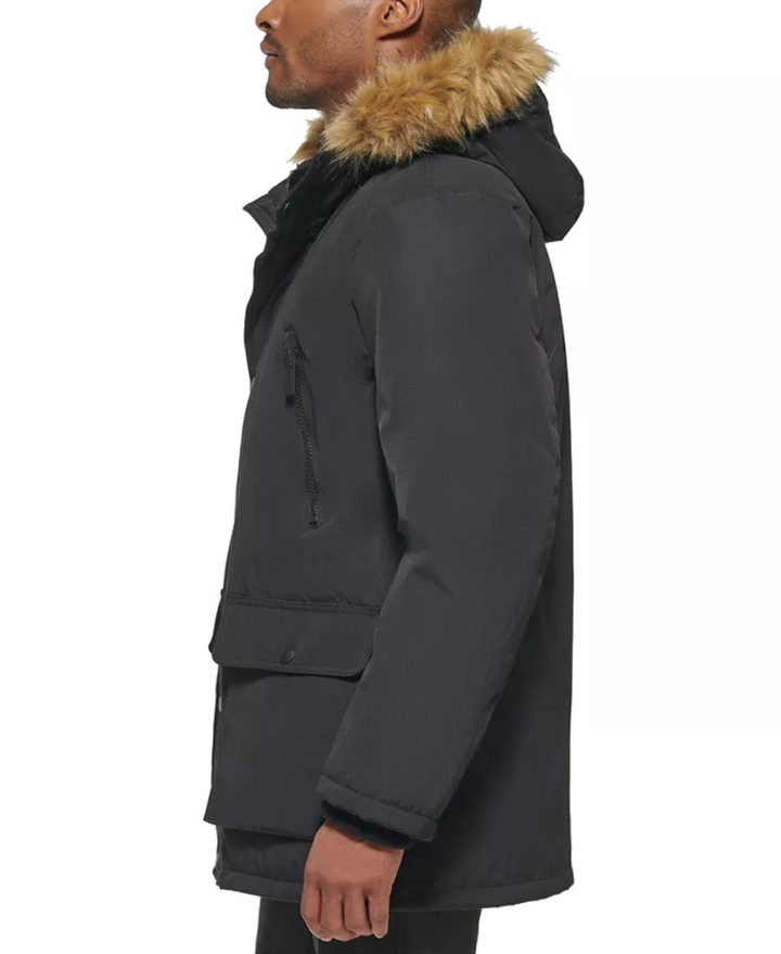 Club Room Men's Parka with a Faux Fur-Hood Jacket MSRP $250