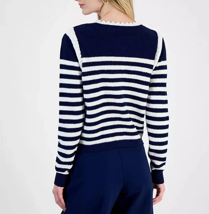 Tahari Women's Striped Long-Sleeve Cardigan MSRP $98