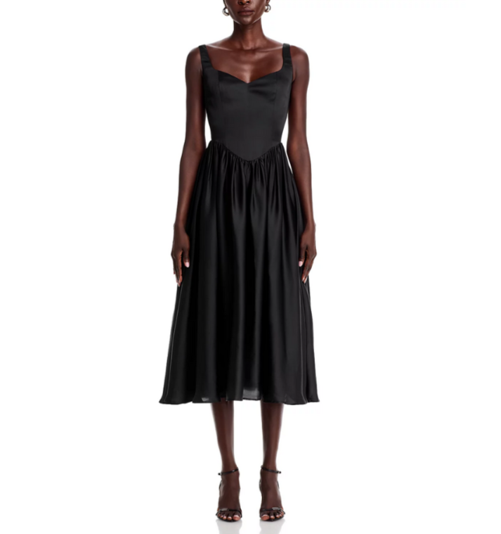 AQUA Satin Organza Midi Dress MSRP $118
