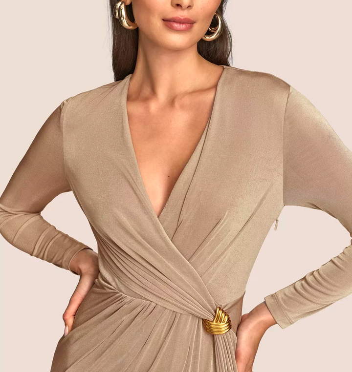 Donna Karan New York Women's Hardware-Trim Faux-Wrap Gown MSRP $219