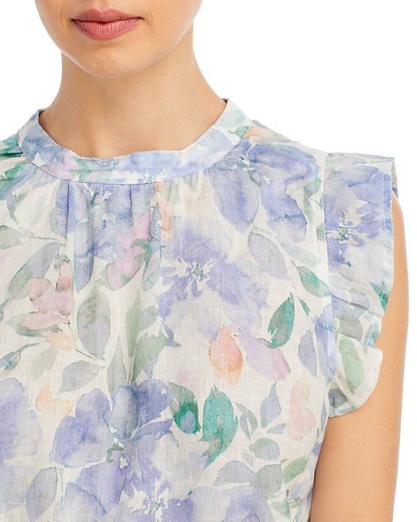 Bella Dahl Linen Mock Neck Ruffle Sleeve Top MSRP $123