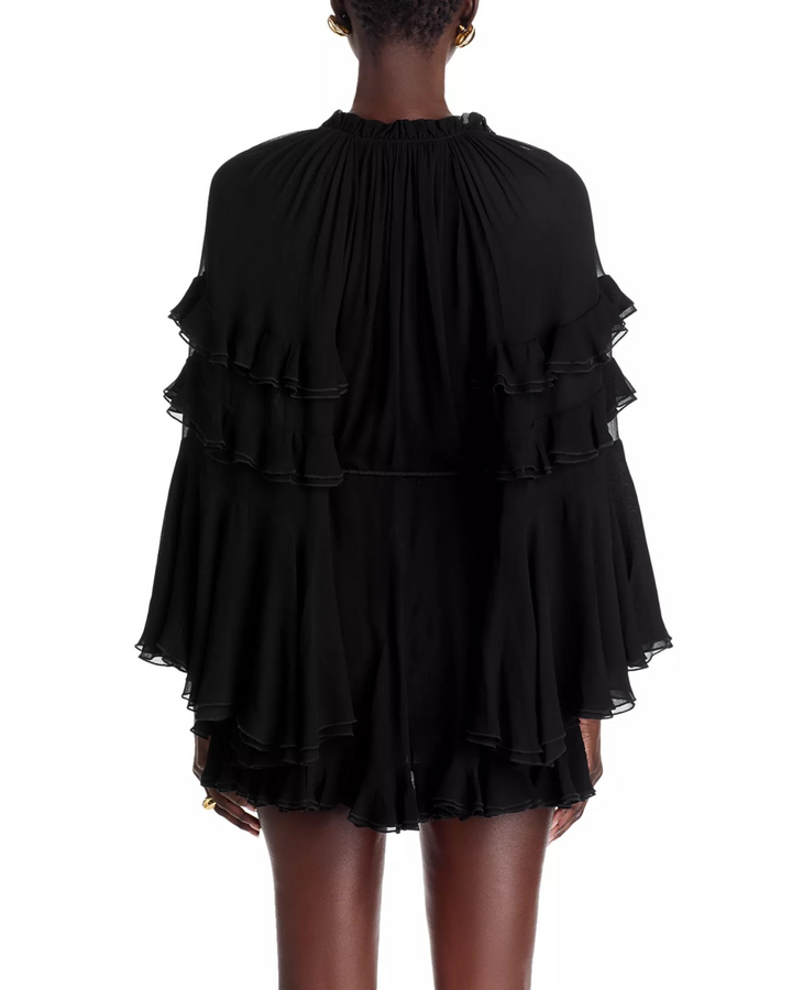 Alice and Olivia Adaline Gathered Tie Waist Mini Dress MSRP $695