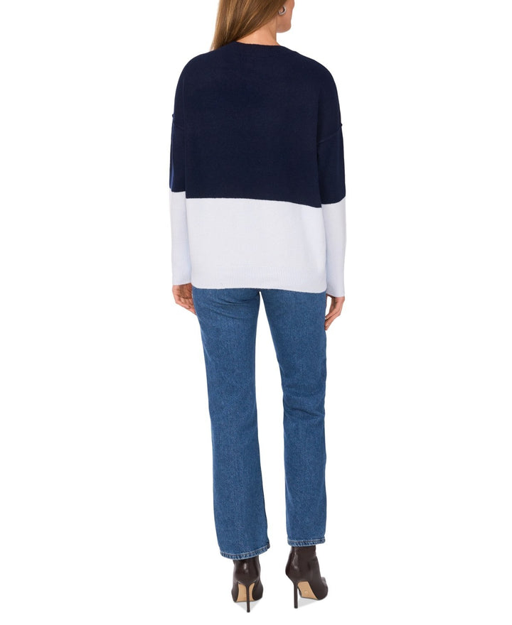 Sam & Jess Women's Colorblocked Crewneck Long-Sleeve Sweater MSRP $69