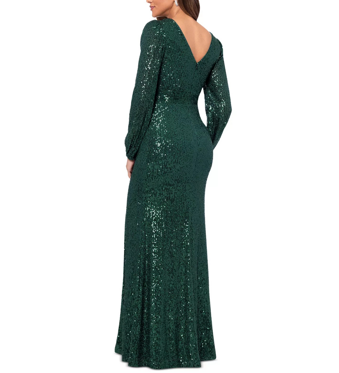 Xscape Women's Sequinned High-Slit Evening Gown MSRP $179