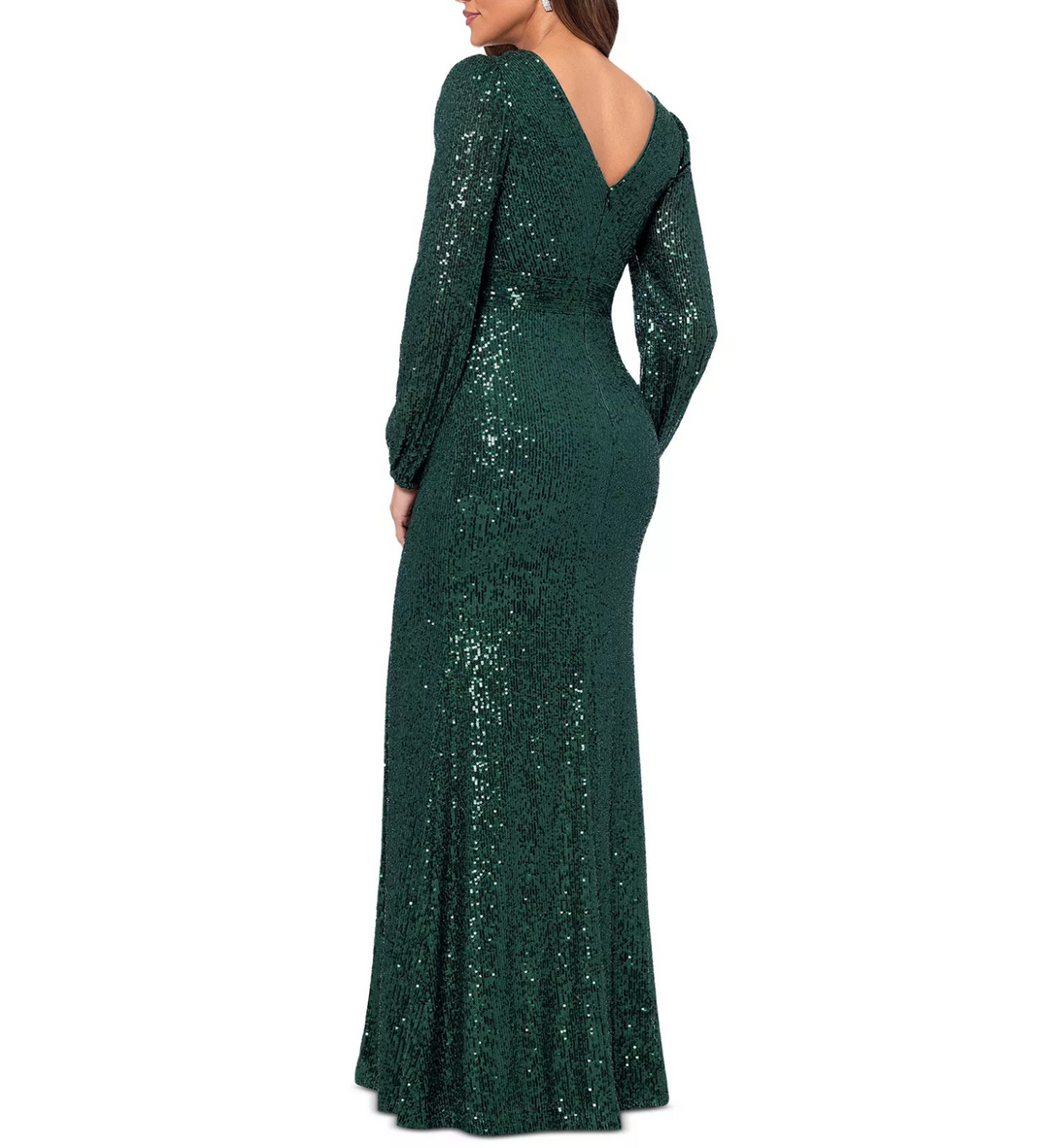 XSCAPE Women's Sequinned High-Slit Evening Gown MSRP $179