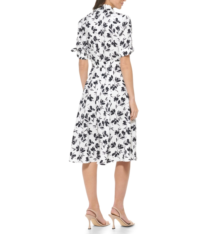 Calvin Klein Women's Collared Elbow-Sleeve Shirtdress MSRP $134